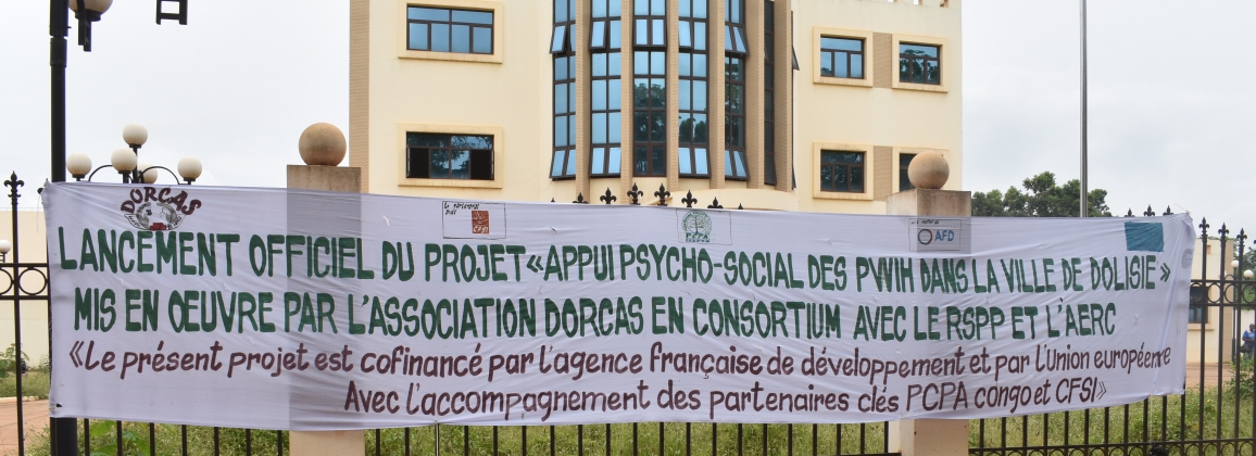 Banderole lancement projet DORCAS-IEDDH- PCPA Congo